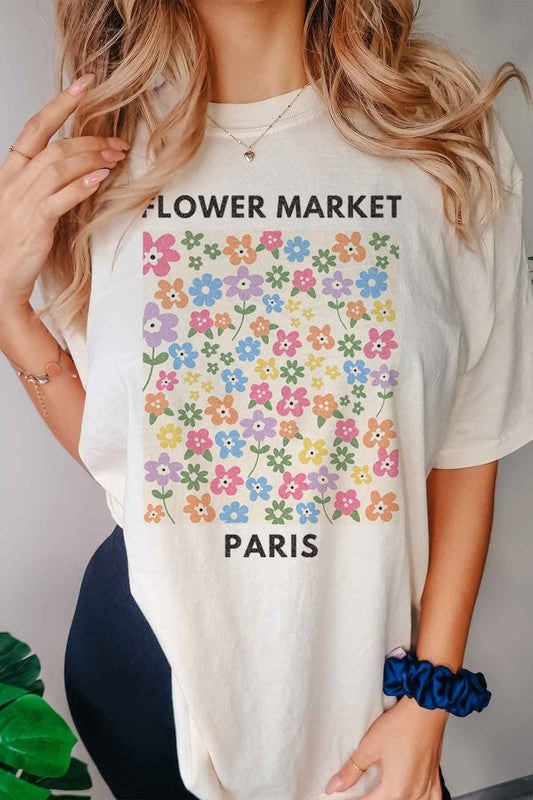 PARIS FLOWER MARKET OVERSIZED GRAPHIC TEE