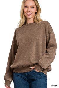 Acid Wash Fleece Oversized Pullover