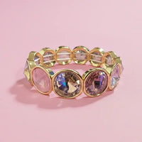 Enamel Stretch Bracelet - Rounded Gems - Elise - Asst Colors