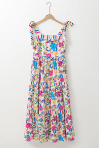 Tied Floral Sleeveless Maxi Dress