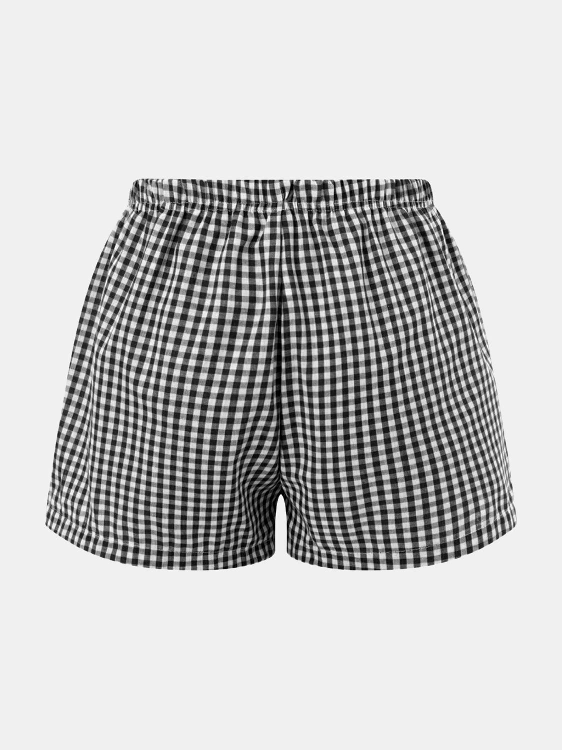 Plaid Elastic Waist Shorts