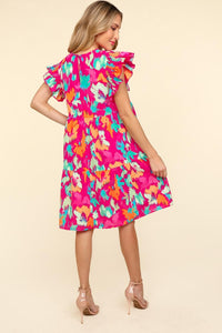 Haptics Printed Ruffled Tiered Dress with Side Pockets
