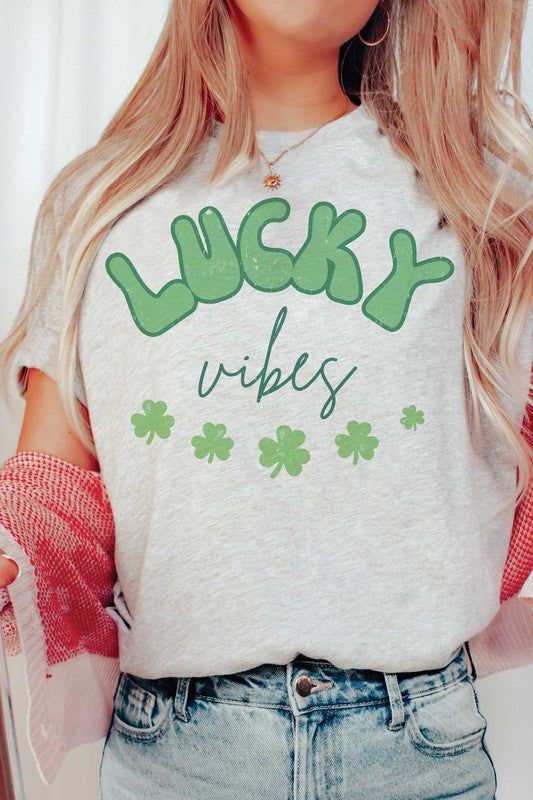 LUCKY VIBES CLOVERS Graphic T-Shirt