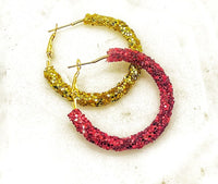 Red Gold Chiefs Game Day Glitter Hoop Earrings