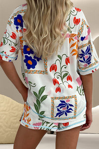 Printed Button Up Half Sleeve Top and Shorts Set