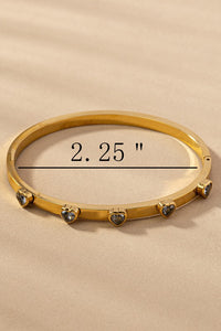 water proof stainless steel gem heart hinge bangle