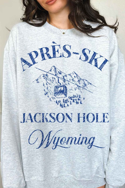 APRES SKI JACKSON HOLE WYOMING GRAPHIC SWEATSHIRT