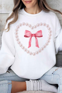 PEARL HEART BOW GRAPHIC SWEATSHIRT