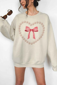 PEARL HEART BOW OVERSIZED SWEATSHIRT