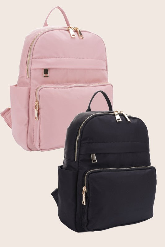 Blush or Black Lux Backpack with Gold Zipper Bag