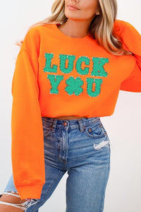 Luck You St Patricks Graphic Fleece Sweatshirts.