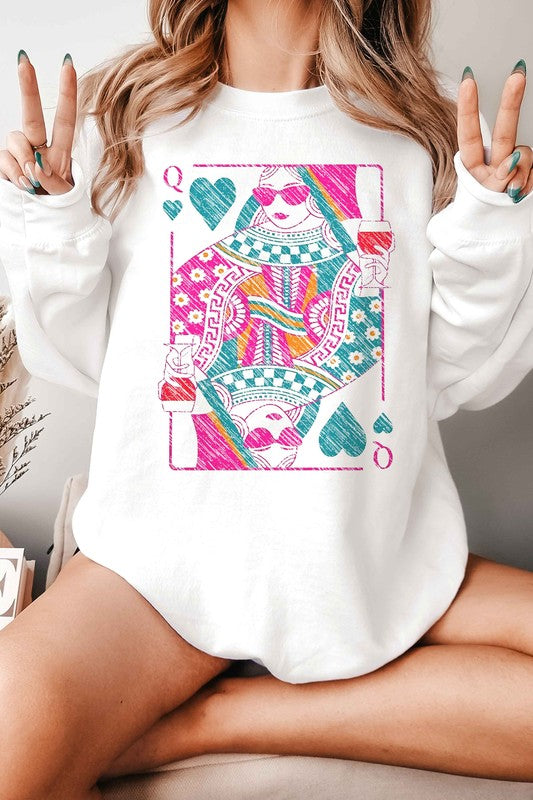 QUEEN OF HEARTS GRAPHIC SWEATSHIRT