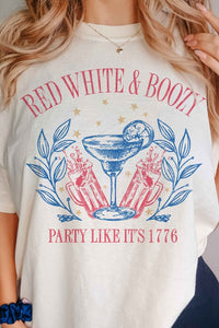 RED WHITE AND BOOZY AMERICANA GRAPHIC TEE