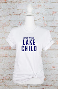 Navy Print - Stay Wild Lake Child Graphic Tee