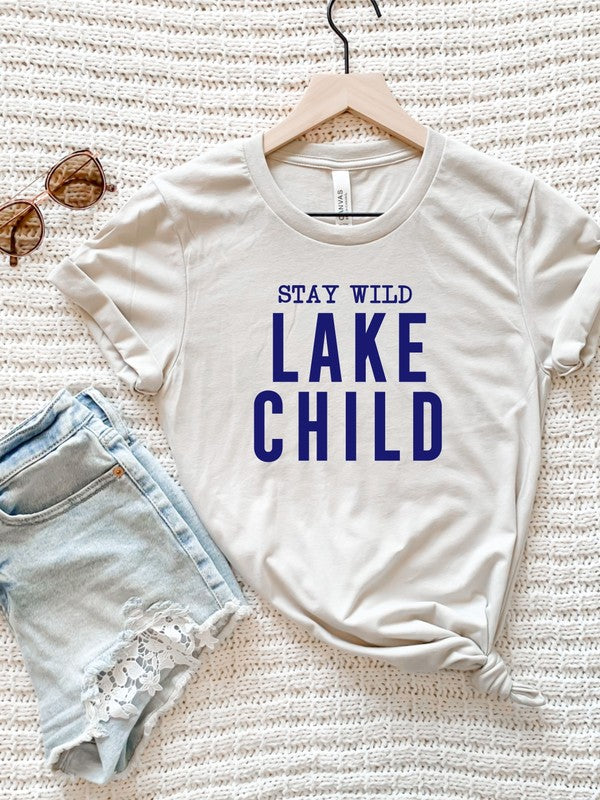 Navy Print - Stay Wild Lake Child Graphic Tee