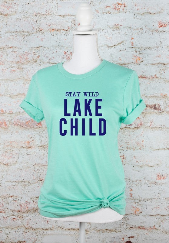 Navy Print - Stay Wild Lake Child Graphic Tee