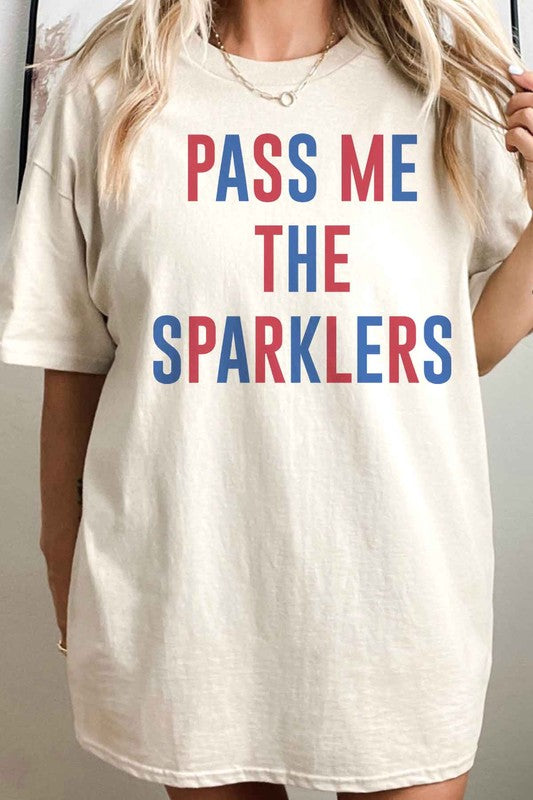 PASS ME THE SPARKLERS OVERSIZED GRAPHIC TEE