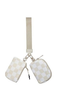 Nylon Double Pouch Clip On Wristlet Wallets