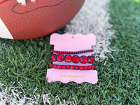 Enamel Stretch Bracelets - Red and White - 3 Piece Set