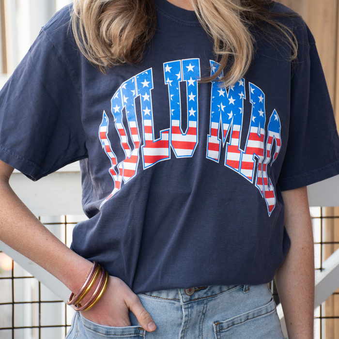 LuLu Mac Stars & Stripes Adult Navy Comfort Colors Tee