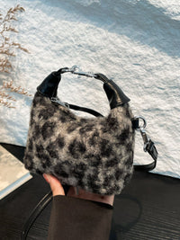 Fuzzy Polyester Mini Handbag with Zipper