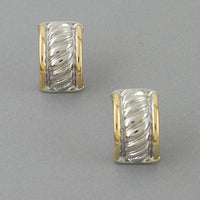Two Toned Cubic Zirconia Twisted Hoop Earrings