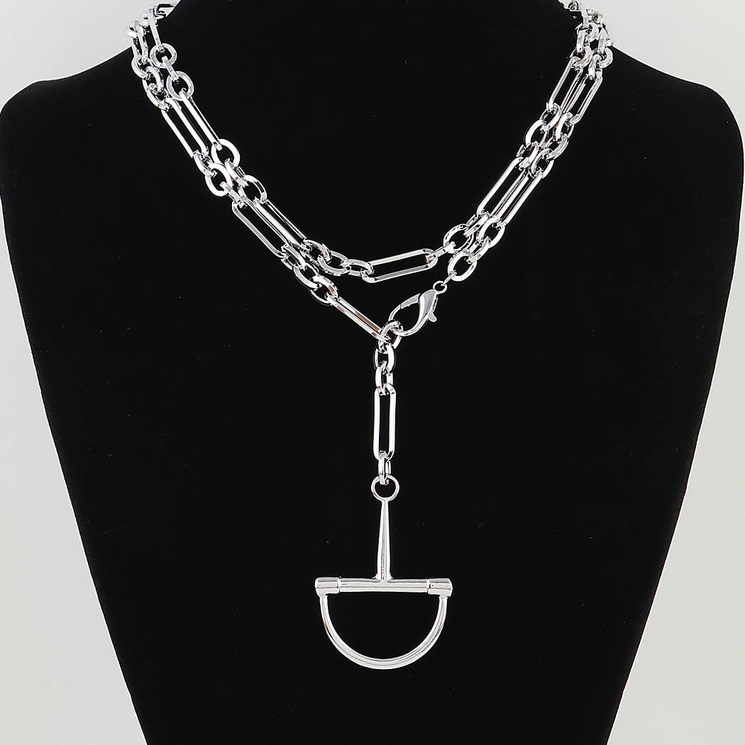Polished Link Chain Drop Statement Necklace