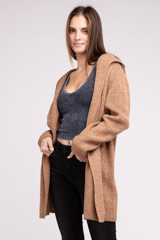 Hooded open clearance front cardigan