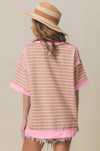 BiBi Exposed Seam Stripe Contrast T-Shirt