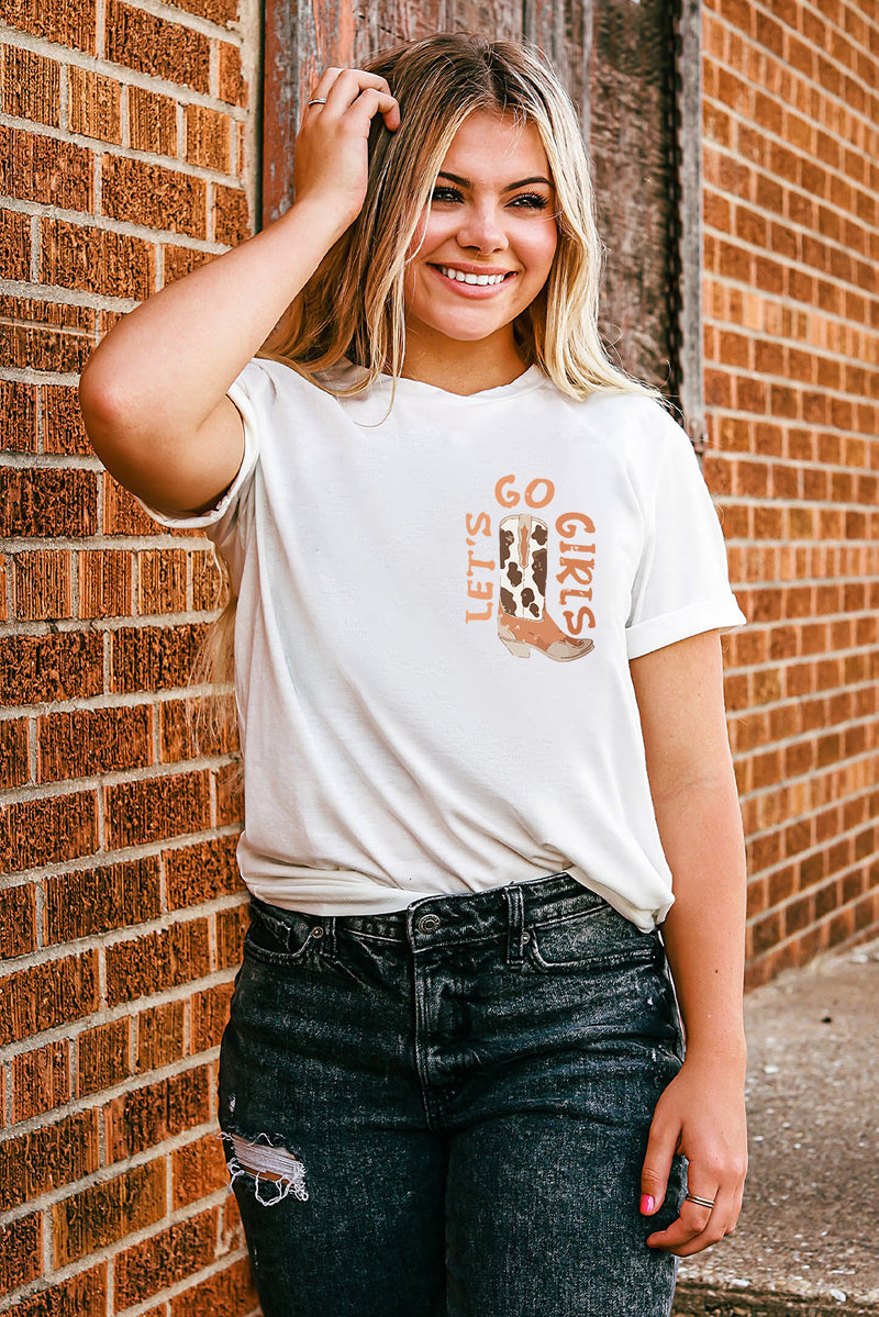 Round Neck Short Sleeve Cowboy Theme T-Shirt