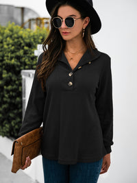 Half Button Long Sleeve T-Shirt