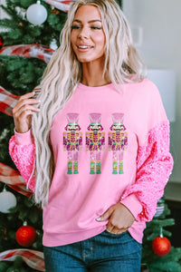 Sequin Nutcracker Dropped Shoulder Sweatshirt