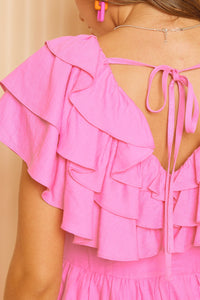 Idem Ditto Ruffled Layered Tie Back Romper