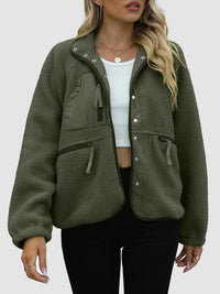 Pocketed Snap Down Sherpa Jacket