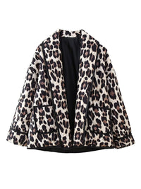 Leopard Open Front Long Sleeve Outerwear