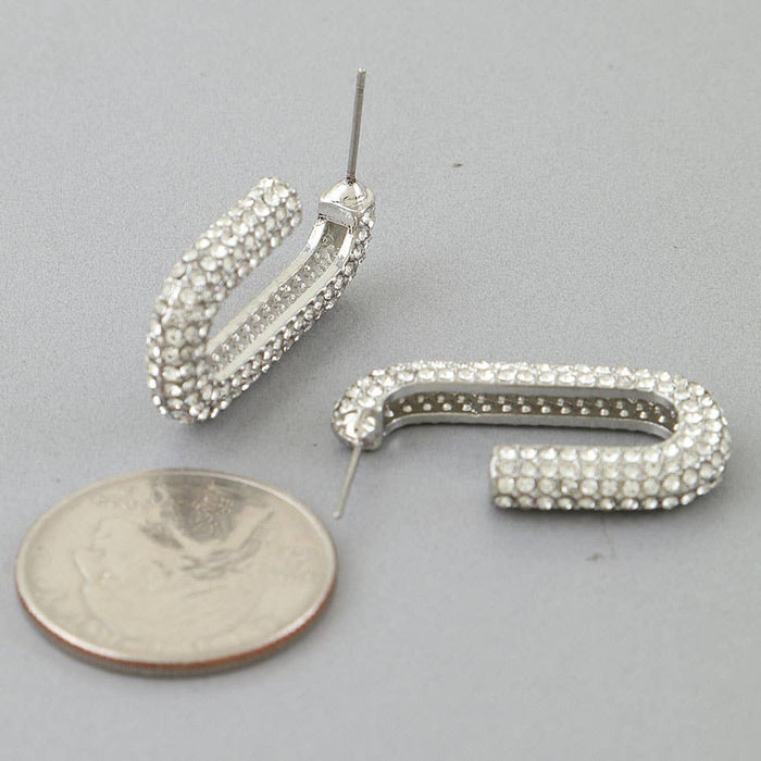 Bejeweled Link Chain Hoop Earrings