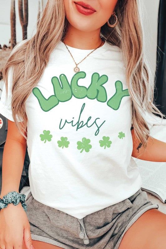 LUCKY VIBES CLOVERS Graphic T-Shirt