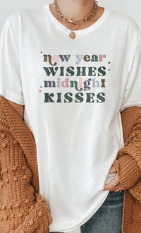 New Year Wishes Midnight Kisses Graphic Tee