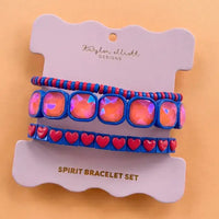 Enamel Stretch Bracelets - Red and White - 3 Piece Set
