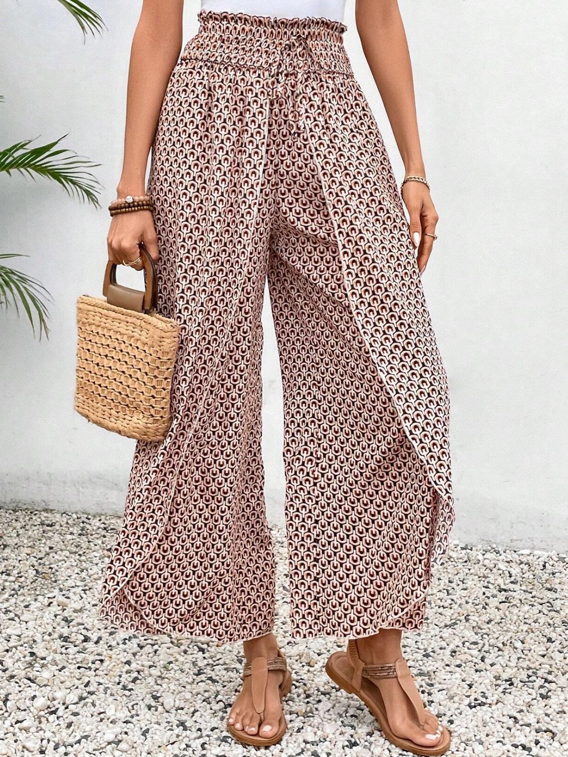 Tied Printed Wide Leg Pants – Blue Hawthorn Boutique