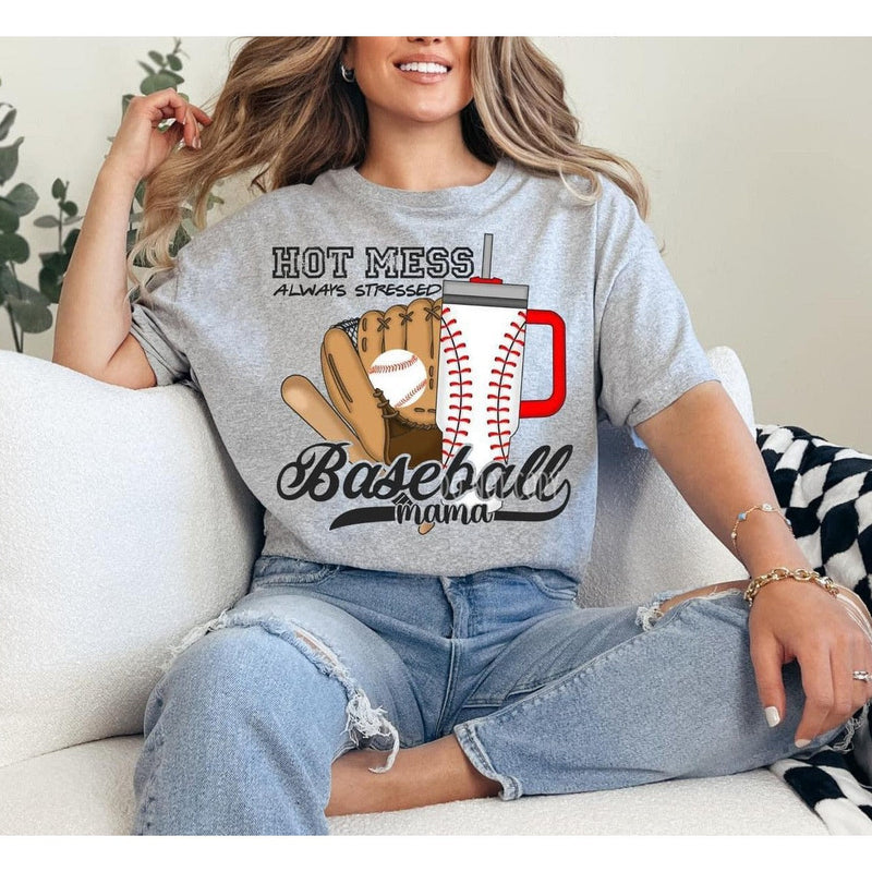 Stressed Baseball Mama Graphic Tee