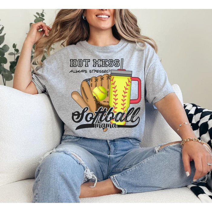 Stressed Softball Mama Graphic Tee