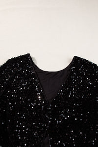 Sequin Round Neck Long Sleeve Blouse