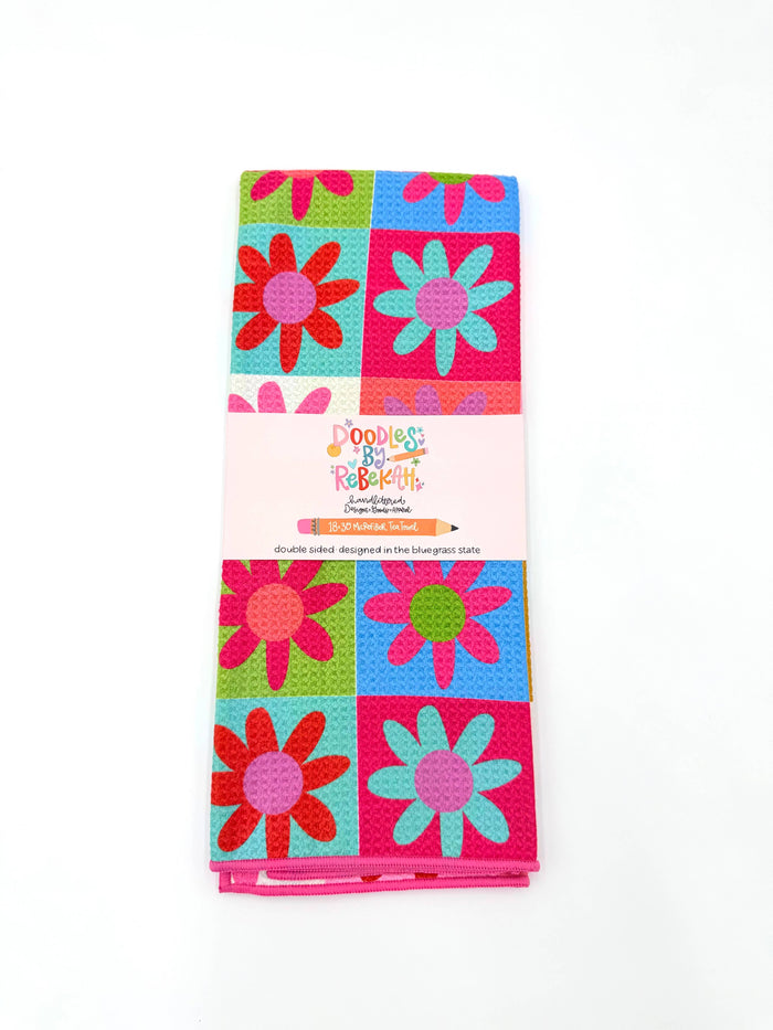 Hippie Daisy- Microfiber Waffle Weave Tea Towel