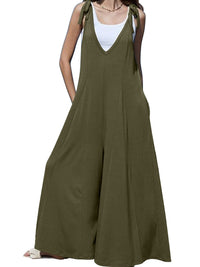 V-Neck Tie Shoulder Jumpsuit