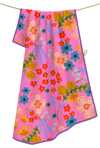 Pinky Pie Floral- Microfiber Waffle Weave Tea Towel