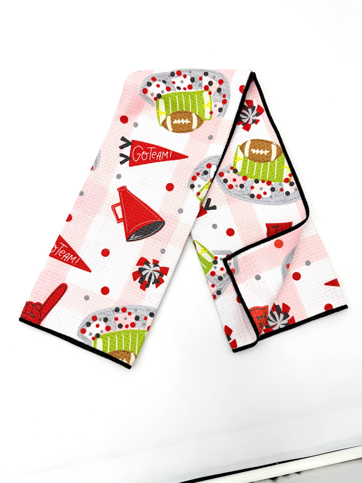 Red & Black Football Game Day- Microfiber Waffle Weave Tea Towel