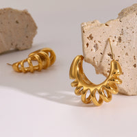 Stainless Steel Cutout C-Hoop Earrings