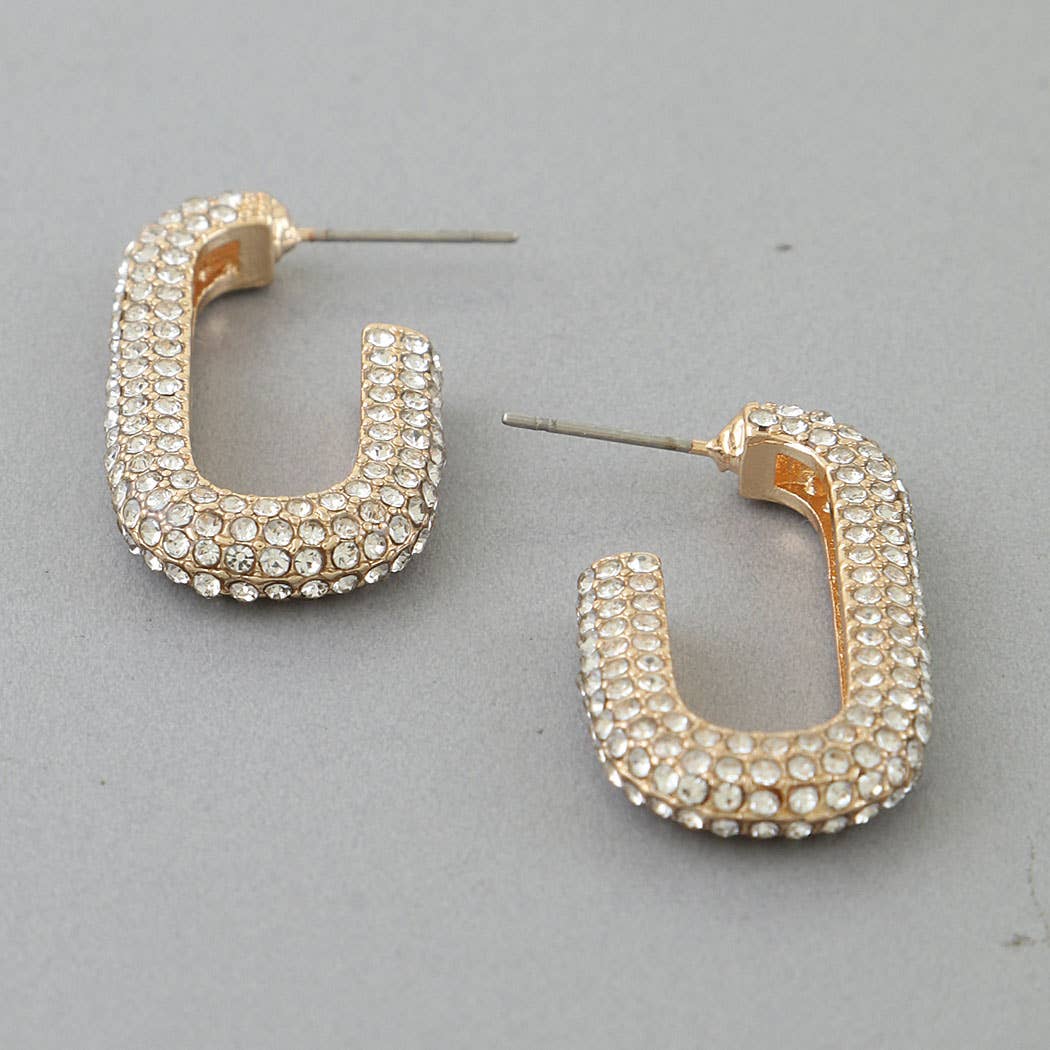 Bejeweled Link Chain Hoop Earrings