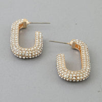 Bejeweled Link Chain Hoop Earrings